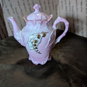 Pink and Gold Ceramic Teapot